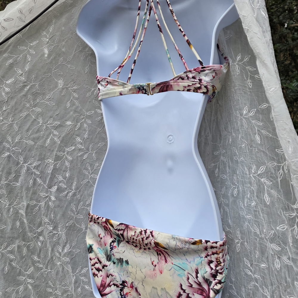 Athleta Bikini, String Pink, Cream Bikini Set, Pool, Beach Swimwear Two Piece - Picture 5 of 12